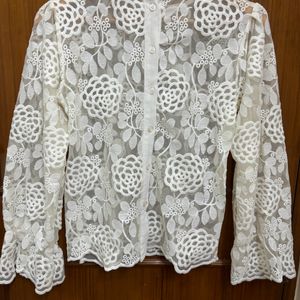 Korean Net Embroidered Top