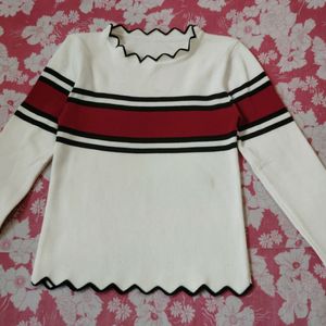 Full Sleeves Red And White Colour T-shirt