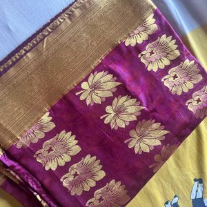 Silk Pink Double Color Saree With blouse