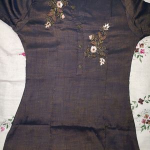 Coffee Brown Worked Kurti