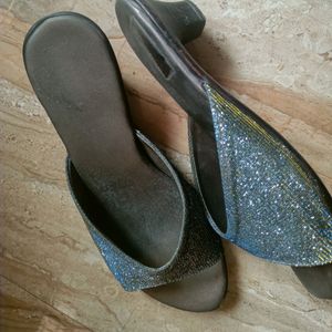 Grey Shining Mini Heels