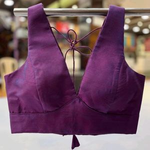 V Neck Sabyasachi Purple Pure Cotton Blouse