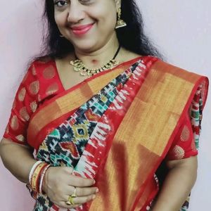 Ikkat Printed Chanderi Saree