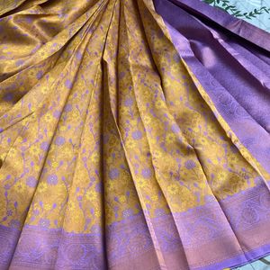 New Yellow N Purple Semi Kanchi Soft Silk Saree