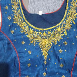 Blue Colour Heavy Work Kurti