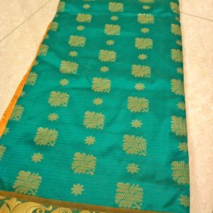 Green Orange Silk Saree