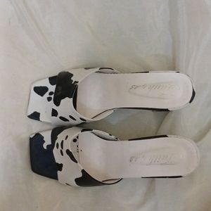 Cow Print Block Heel