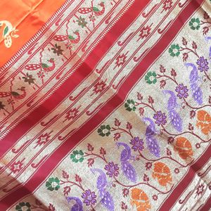 Orange Paithani Saree