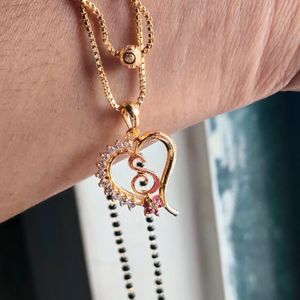 "S"Letter Mangalsutra/Designer/Heart Shape/Ad Diam