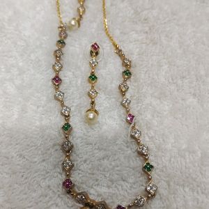 Gold Plated Diamond Necklace Set