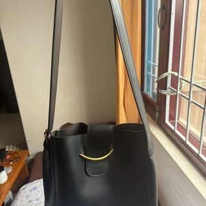 Black Leather Sling bag