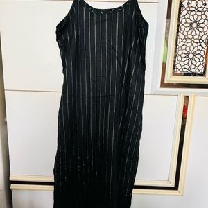 Black Cotton Blend Kurta Sleeveless