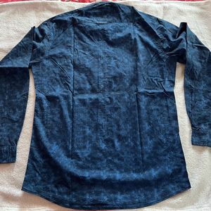 Louis Philippe Blue Chinese Collar LP Shirt