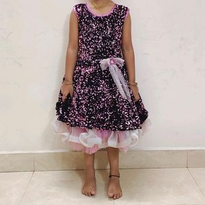 Purple Sequin Frock For Party Wear