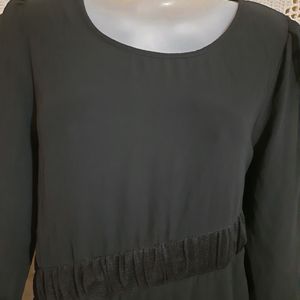 Black Flared Long Sleeves Dress