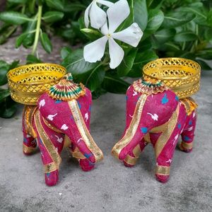 Elephant Puppet Tealight Stand (Pack Of 2)