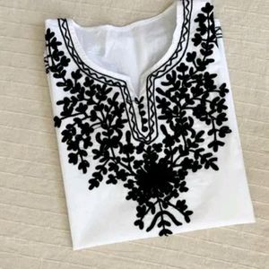 STYLISH TOP CHIKAN-KARAHI WITHE BASE AND BLACK