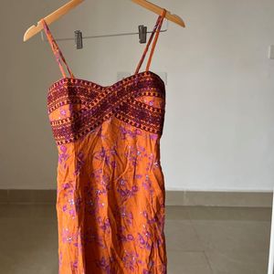 Rust Orange  Floral Mini dress