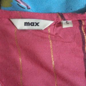 Max Pink Kurti With Hand And Neck Embroidery