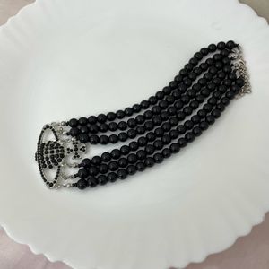 Vivienne Westwood Black Pearl Necklace Earring Set