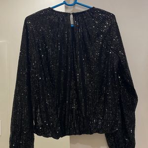 Black Sequin Fitted Top