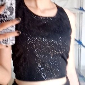 Sparkly Mesh Black Top