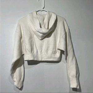 White Woolen Fur Velvet Hoodie Sweatshirt Urbanic