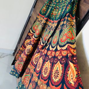 Ravishing Long Gown With Jaipuri Print