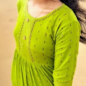 Lime Green Umbrella Kurti