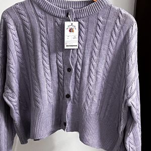 Lavender Oversized Crop Cardigan