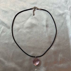 y2k coquette pink heart necklace