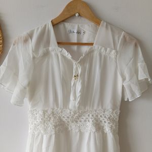 Aesthetic White Korean Dress