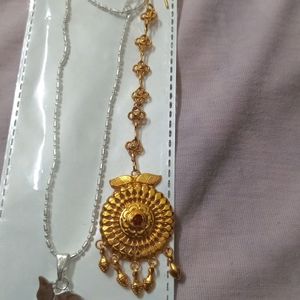 New Stylish Golden Mangtika With Chain