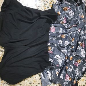 Black Floral Print Skirt