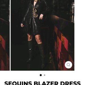 ZABELLA Black Sequin Blazer Cum Dress