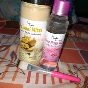 Multani Mitti Power , Gulab Jal, Brush