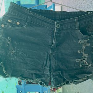 Distressed Denim Hot Pants