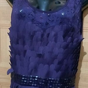 Purple Feather Look Party Wear Dress.