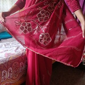 Maroon Saree