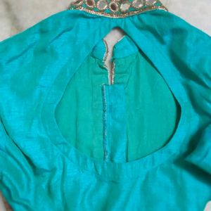 Green Kurti Mirror Work