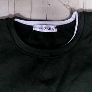 Zara Sweatshirt Olive Green Colour Causal Mens...