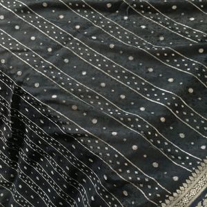 Black Banarasi Saree In Pure Silk