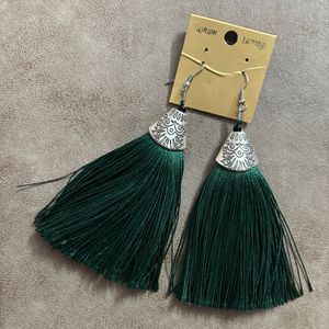 Green Tassel Earrings