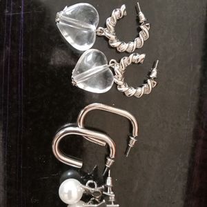 Combo Of Contemporary Silver Earrings