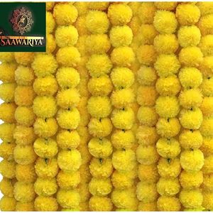 Plastic Flower Mala Pack Of 5 Yellow Colour