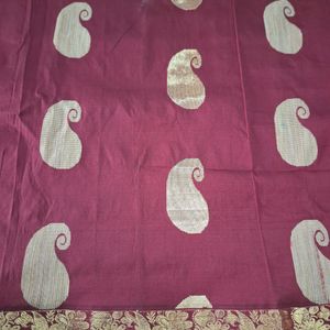 Maroon With Gold Silk Saree