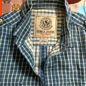 Blue Checked Shirt Casual Wear For Men