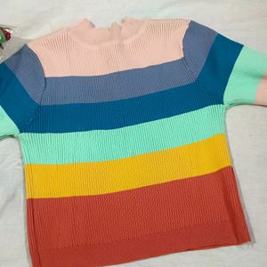 Ribbed Crop Rainbow Top