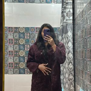 Luxe Wine Velvet Coat 🧥 Rose Texting