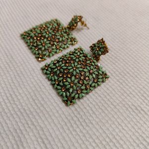 Green Ethnic Earrings